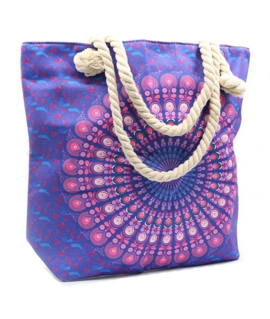 Mandala taška s povrazovými ramienkami - fialovo modrá